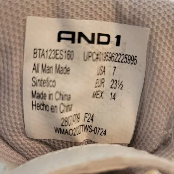 NEW AND1 Boys Court High Top Basketball Sneakers - White Shoes - Picture 9 of 11